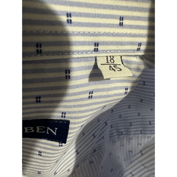 Rafi Ruben Roma Shirt Men’s Light Blue Striped Size 18 / 45” Sleeve Clean NWT - Picture 6 of 6